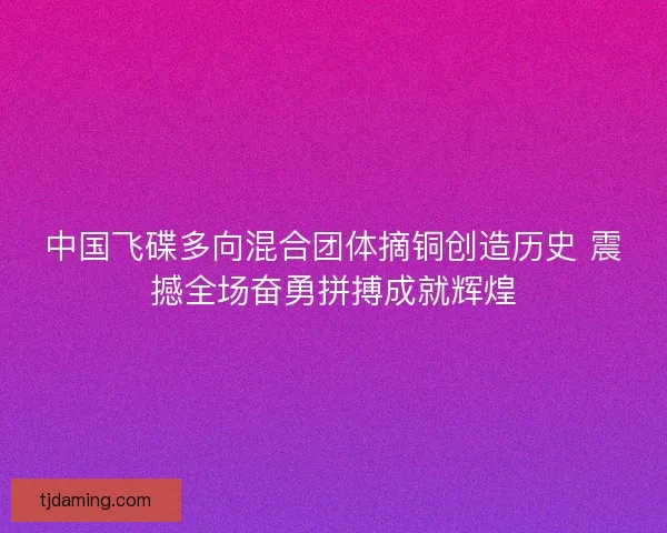 中国飞碟多向混合团体摘铜创造历史 震撼全场奋勇拼搏成就辉煌