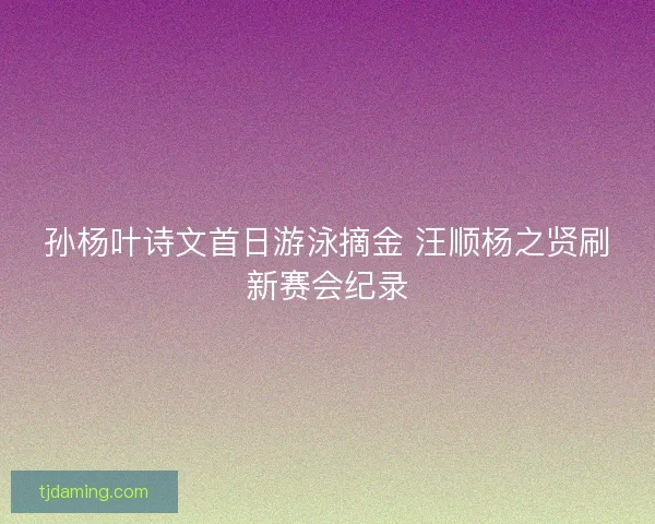 孙杨叶诗文首日游泳摘金 汪顺杨之贤刷新赛会纪录