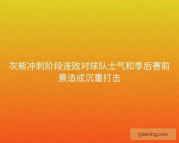 灰熊冲刺阶段连败对球队士气和季后赛前景造成沉重打击