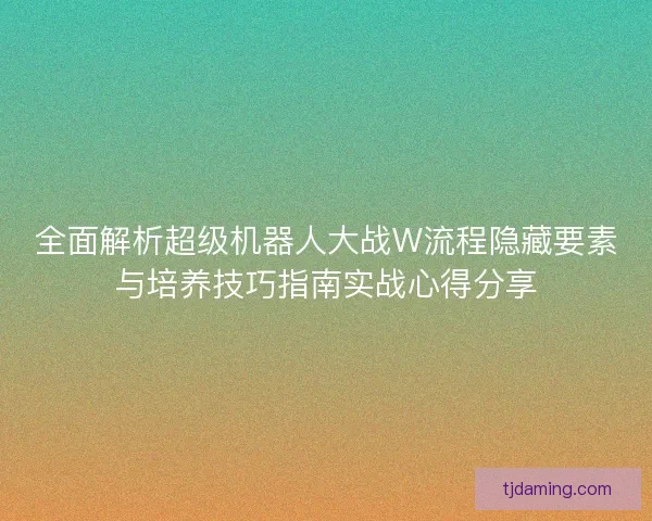 全面解析超级机器人大战W流程隐藏要素与培养技巧指南实战心得分享