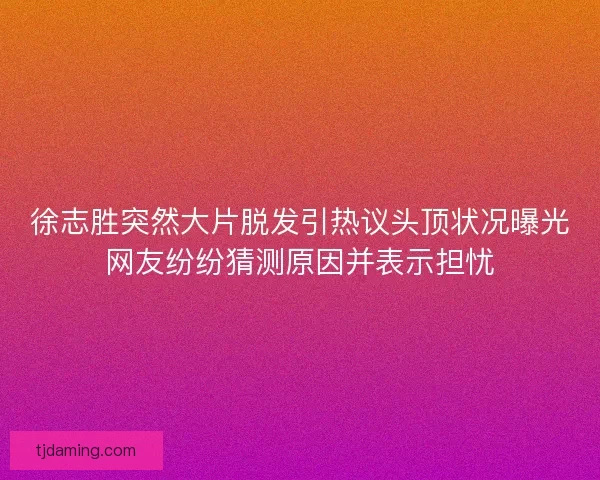 徐志胜突然大片脱发引热议头顶状况曝光网友纷纷猜测原因并表示担忧
