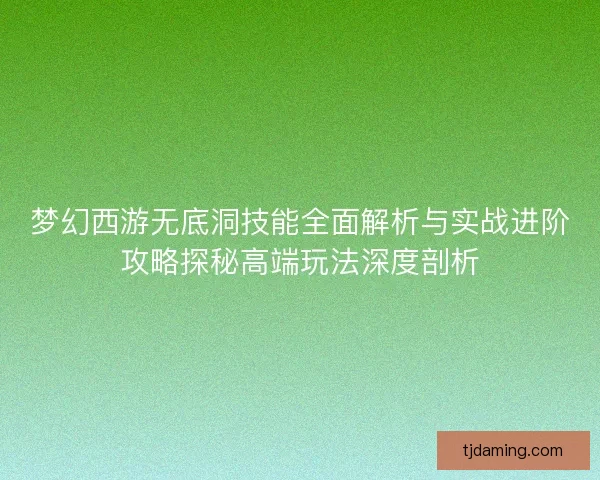 梦幻西游无底洞技能全面解析与实战进阶攻略探秘高端玩法深度剖析